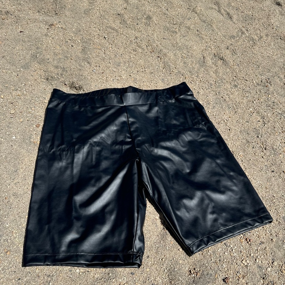 Black Faux Leather Shorts